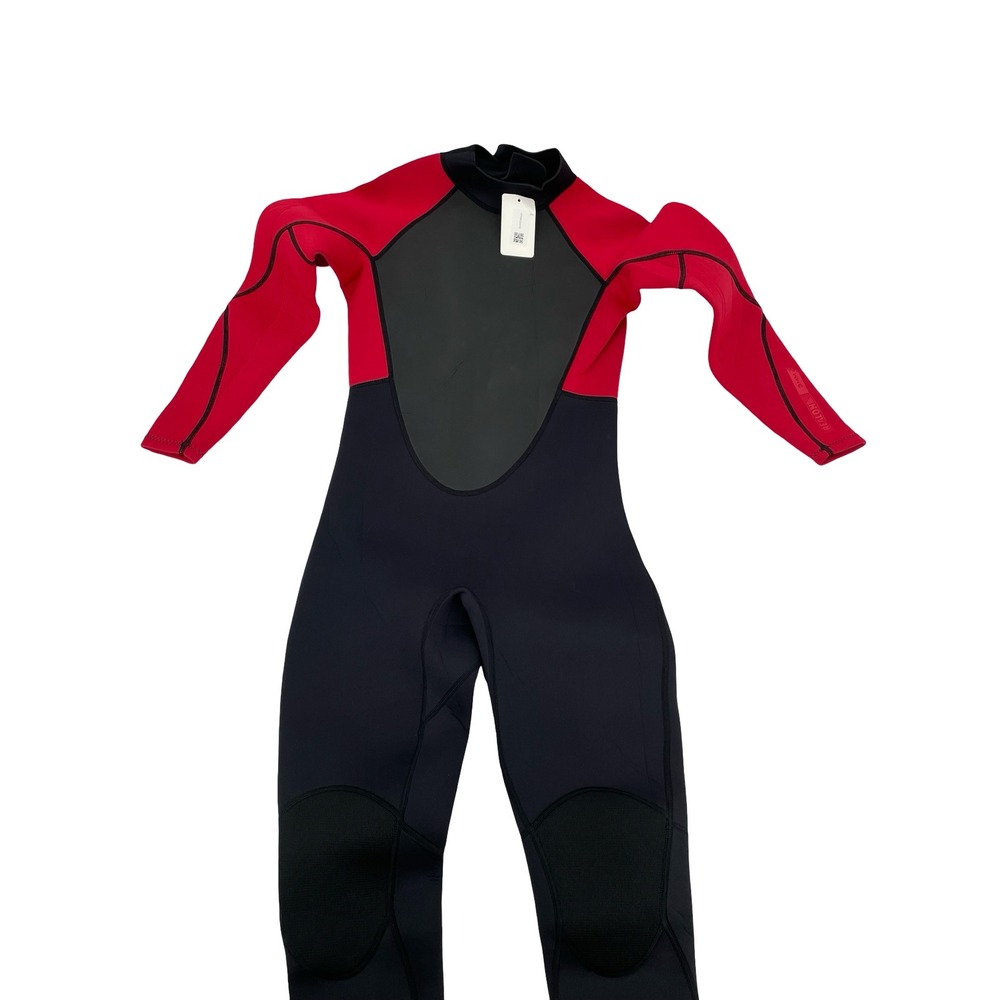 Realon Men Wetsuit Full Body Long Sleeve Red Black Neoprene Large